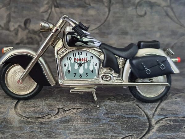 Fossil Motorcycle Desk Clock Novelty Collectible die cast biker Clock Limited Edition Time Piece Watch