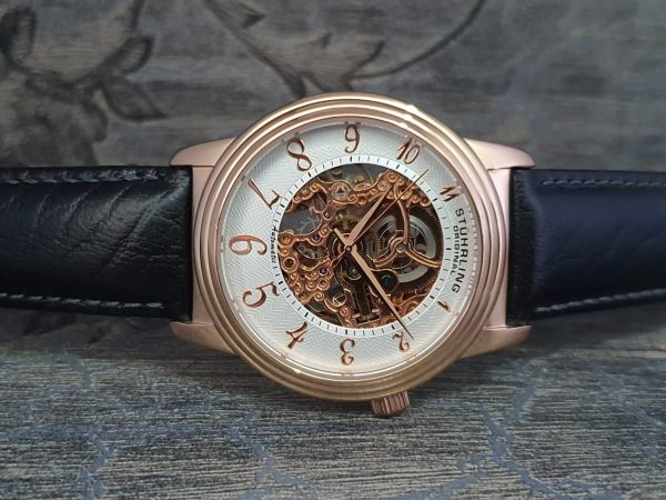 Stuhrling Men's Rose-Gold-Tone Skeleton Watch 107.334534