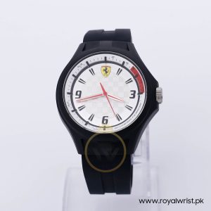 Ferrari Men's Quartz Black Silicone Strap White Dial 44mm Watch 0830001