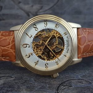 Stuhrling Men’s Gold Skeleton Automatic Watch