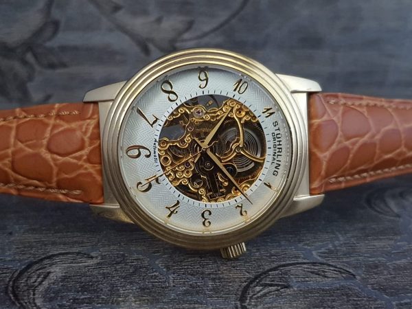 Stuhrling Men’s Gold Skeleton Automatic Watch