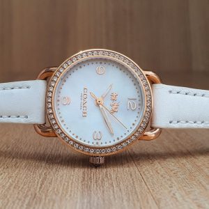COACH Women's Delancey Leather White 28mm Watch 14502453