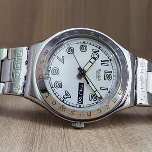 Swatch Men's Silver Stainless Steel Swiss made Quartz 38mm Watch YGS716GX