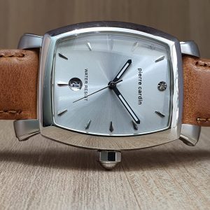 Pierre Cardin Men’s Light Brown Leather Strap Silver Dial 36mm Watch PC10028-1