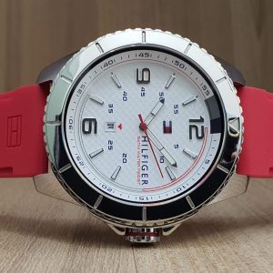 Tommy Hilfiger Men's Stainless Steel Red Silicone 46mm Watch 1790998