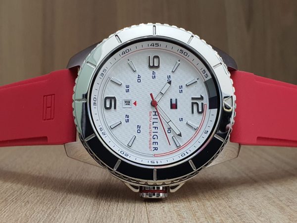 Tommy Hilfiger Men's Stainless Steel Red Silicone 46mm Watch 1790998