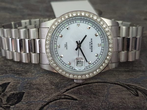 Akribos XXIV Men's Quartz stainless steel Diamond Dial watch AK488SS