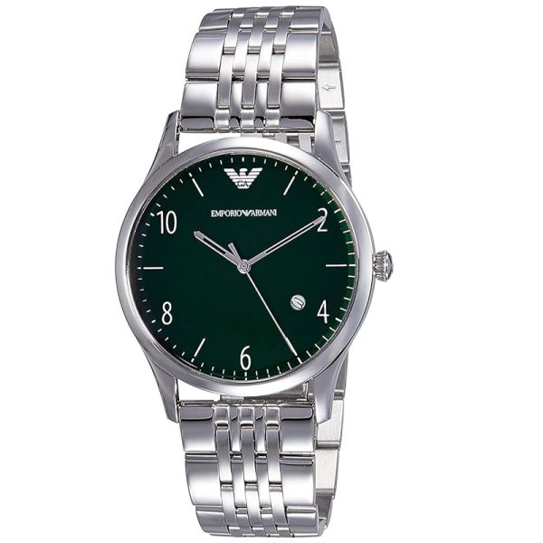 Emporio Armani Men’s Quartz Silver Stainless Steel Green Dial 41mm Watch AR1943