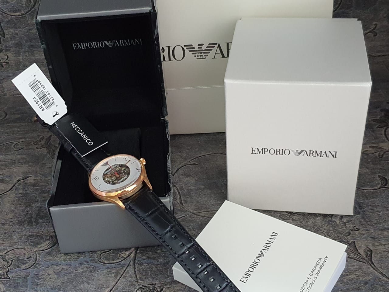 Emporio Armani Automatic Men's White Dial Black Leather Watch AR1924 ...