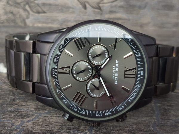 AKRIBOS XXIV Men’s Stainless Steel Black Dial Watch AK736BK