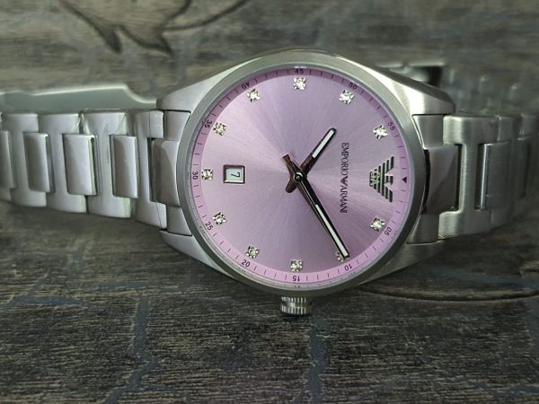 Emporio Armani Ladies Pink Dial Silver Watch AR6063