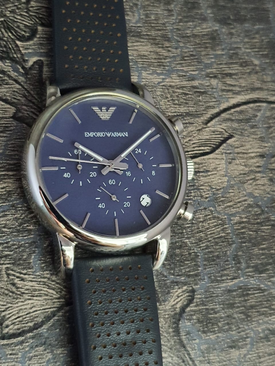 Emporio Armani Men's Quartz Leather Strap Blue Dial 41mm Watch AR1736 -  