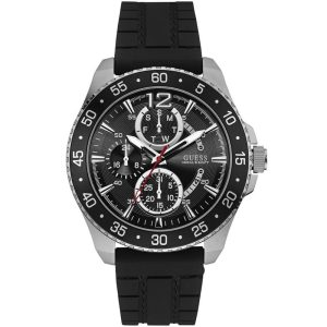 Guess Men’s Quartz Black Silicone Strap Black Dial 46mm Watch W0798G1