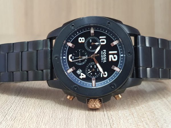 Fossil Men's Chronograph Black Stainless Steel 44mm Watch FS5066 ...