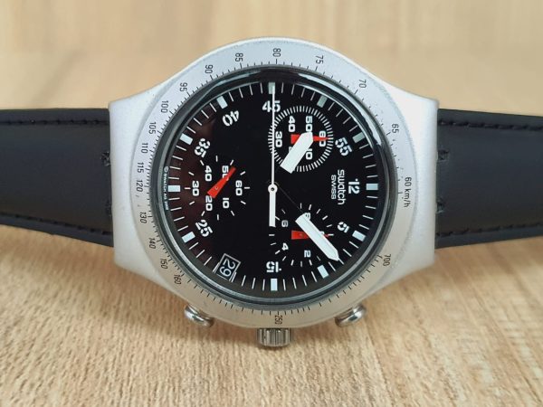 Swatch Men's Quartz Chronograph Black Dial Watch YCS4024