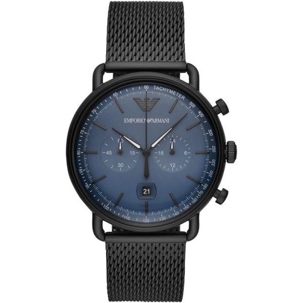 Emporio Armani Men's Quartz Stainless Steel Blue Dial 43mm Watch AR11201