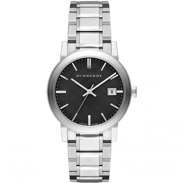 Burberry Men's Stainless Steel Swiss Made Black Dial 38mm Watch