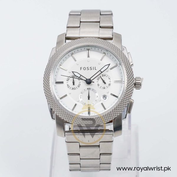 Fossil Men's Quartz Silver Stainless Steel White Dial 45mm Watch FS4663