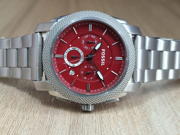 Fossil Men's Stainless Steel Red Dial Watch C241007