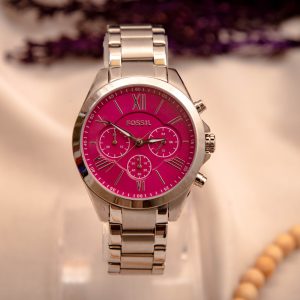 Fossil Women's Quartz Stainless Steel Dark Pink Dial 40mm Watch BQ3001