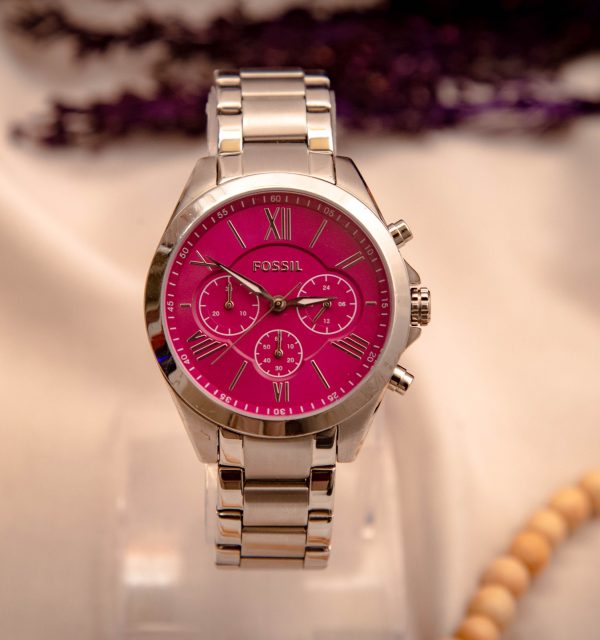 Fossil Women's Quartz Stainless Steel Dark Pink Dial 40mm Watch BQ3001