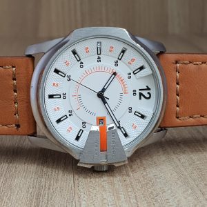 Diesel Men's Quartz Leather Strap White Dial 45mm Watch DZ1668