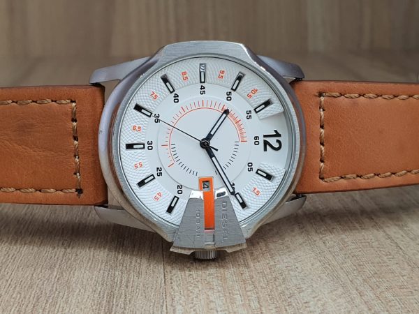 Diesel Men's Quartz Leather Strap White Dial 45mm Watch DZ1668