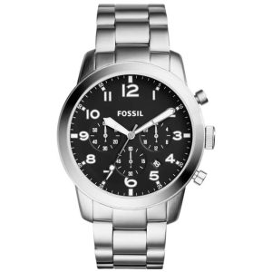 Fossil Men's Quartz Silver Stainless Steel Black Dial 44mm Watch FS5141