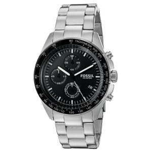 Fossil Men's Chronograph Silver Stainless Steel Black Dial 43mm Watch CH3026