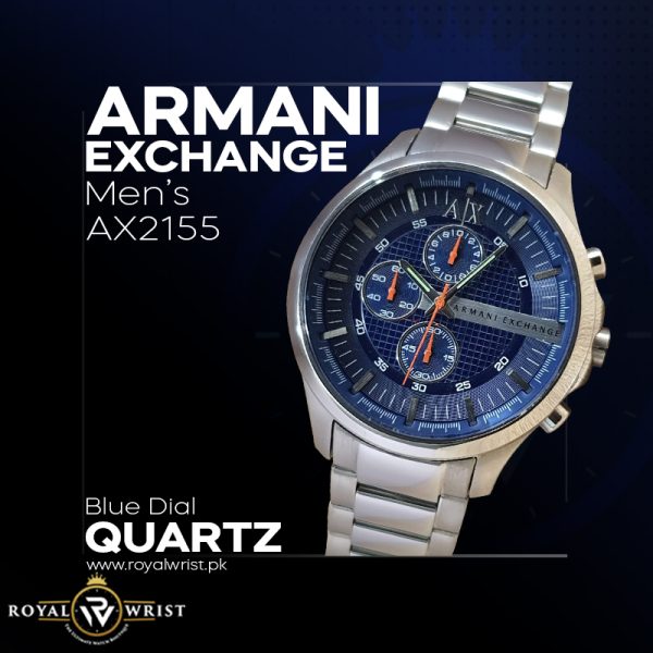 Armani Exchange Men’s Stainless Steel Blue Dial 46mm Watch AX2155 ...