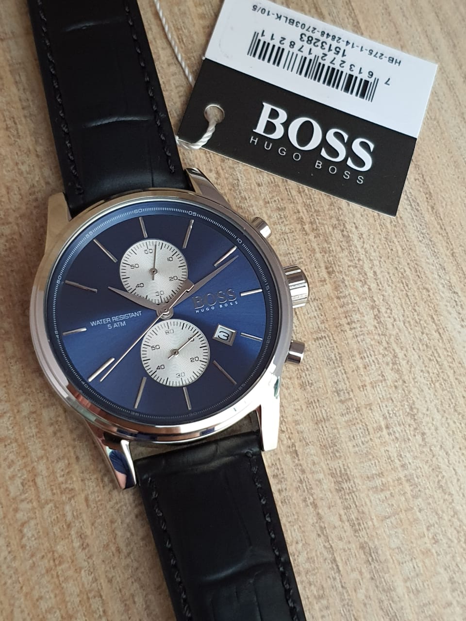 Hugo Boss Men's Chronograph Leather Strap Blue Dial 41mm Watch 1513283 -  Royalwrist.pk