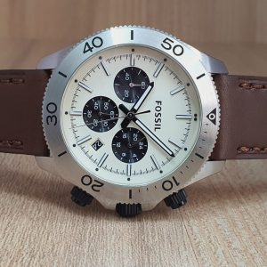 Fossil Men's Chronograph Quartz Brown Leather Strap 45mm Watch CH2886