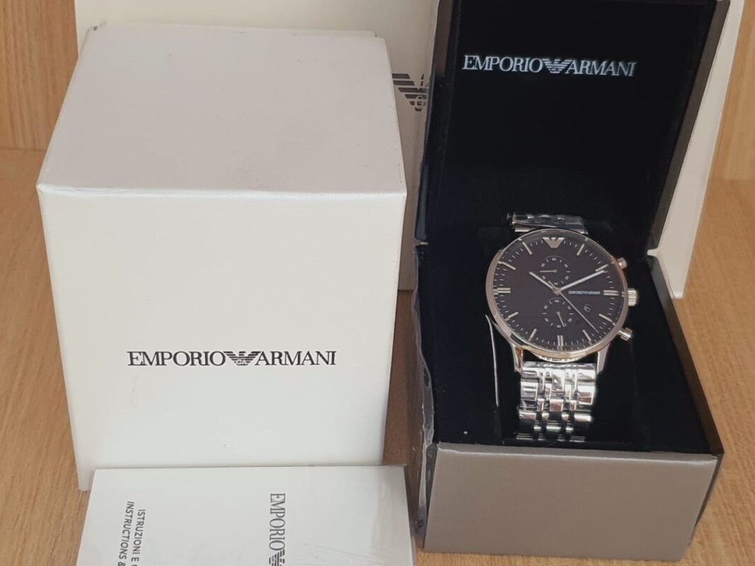 Emporio Armani Men's Quartz Stainless Steel Black Dial 43mm Watch ...