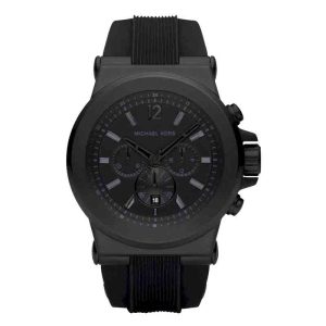 Michael Kors Men’s Chronograph Quartz Silicone Strap Black Dial 45mm Watch MK8152