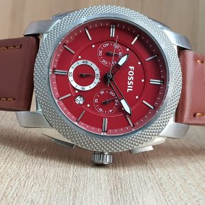 Fossil Men’s Brown Leather strap Quartz Red Dial Watch C241007/2