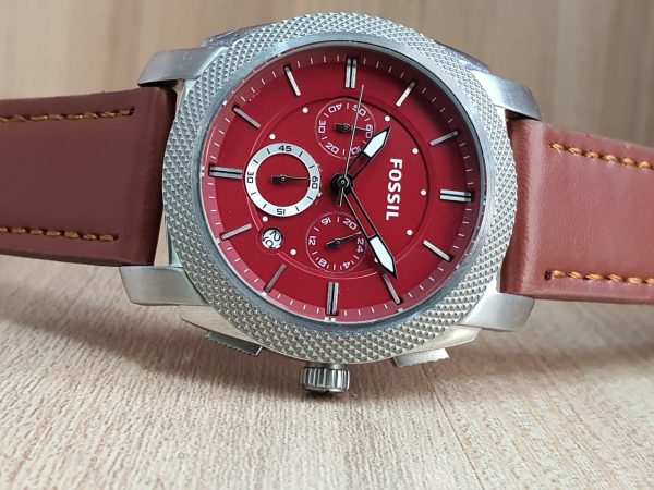 Fossil Men’s Brown Leather strap Quartz Red Dial Watch C241007/2