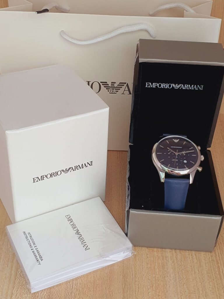 Emporio Armani Men's Chronograph Quartz Leather Strap Blue Dial 43mm ...