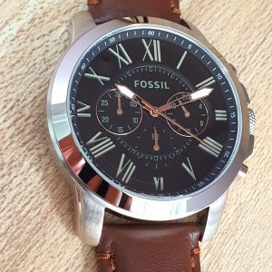 Fossil Men's Quartz Chronograph Brown Leather Strap Black Dial 44mm ...