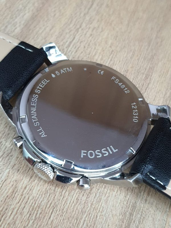 Fossil Men's Chronograph Leather Strap Black Dial Watch FS4812 ...