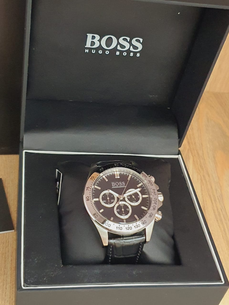 Hugo Boss Men's Chronograph Quartz Black Leather Watch 1513178 ...