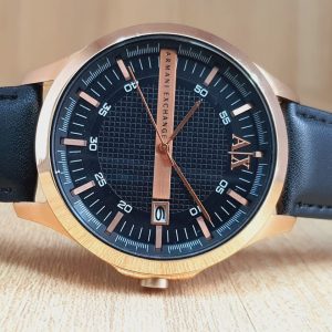 Armani Exchange Men's Leather Band Black Dial Watch AX2129