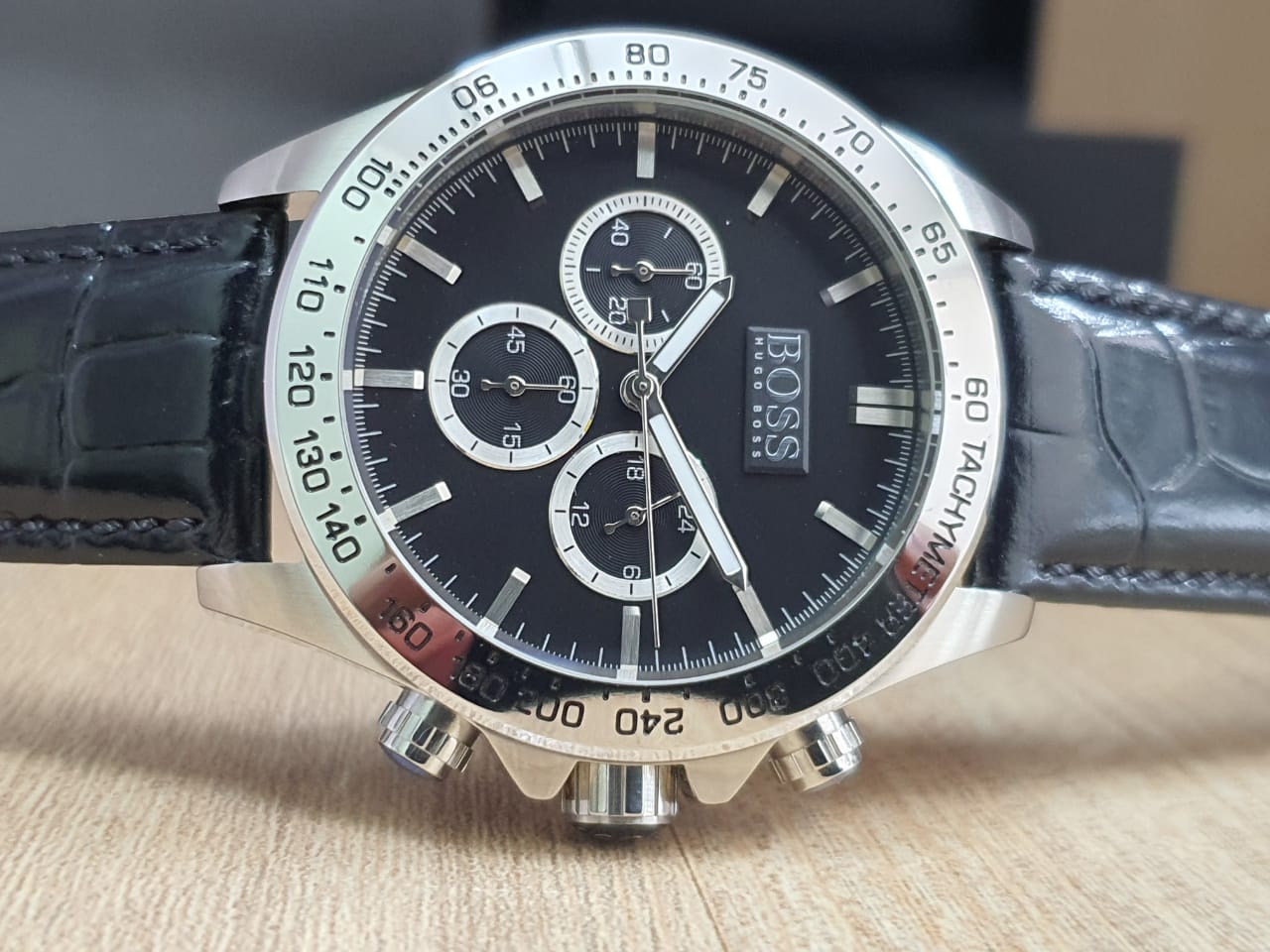 Hugo Boss Men's Chronograph Quartz Black Leather Watch 1513178 ...