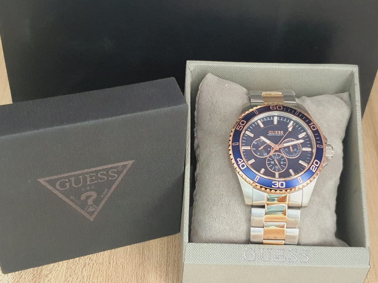 GUESS Men's Stainless Steel Two-Tone Rose Gold Watch W0172G3 ...