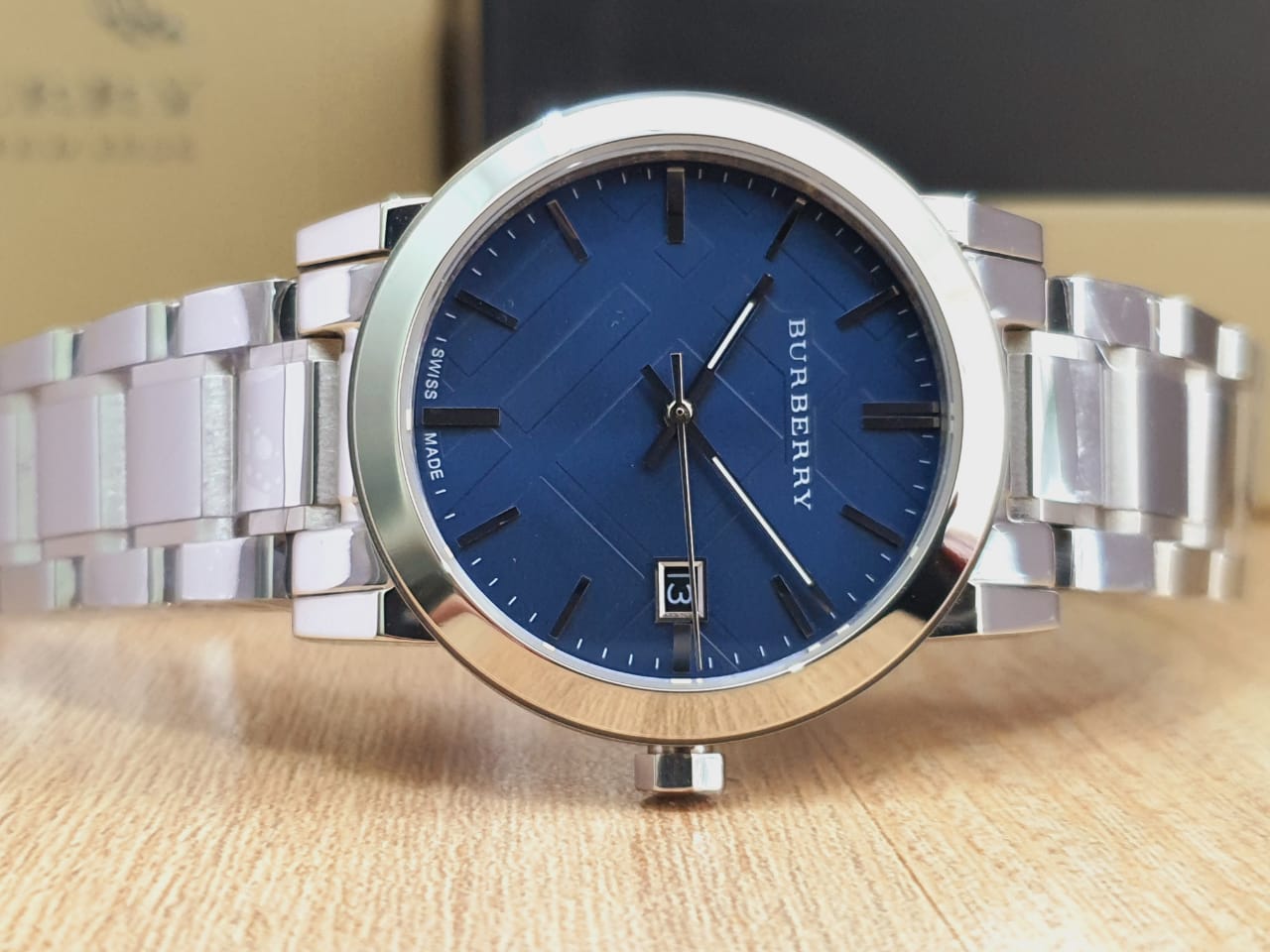 blue face burberry watch