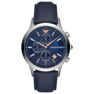 Emporio Armani Men's Chronograph Leather strap 43mm Watch AR11216