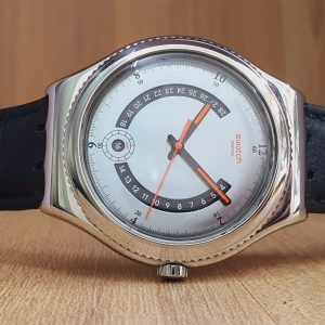 Swatch Men’s Swiss Made Quartz Leather Band Watch YWS405G