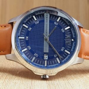 Armani Exchange Men’s Leather Band Blue Dial 46mm Watch AX2133/2