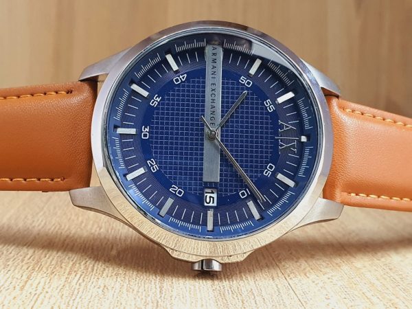 Armani Exchange Men’s Leather Band Blue Dial 46mm Watch AX2133/2