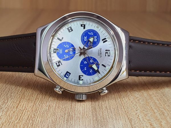 Swatch Men's Swiss Made Quartz Silver Dial Watch YCS428G