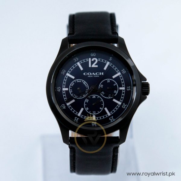 Coach Men’s Quartz Black Leather Strap Blue Dial 42mm Watch CA942951195
